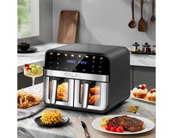uJOY Airfryer - Met dubbele mand - 8 automatische programma’s - Veilig in gebruik - Antiaanbaklaag - Instelbare temperatuur (80°C – 200°C)