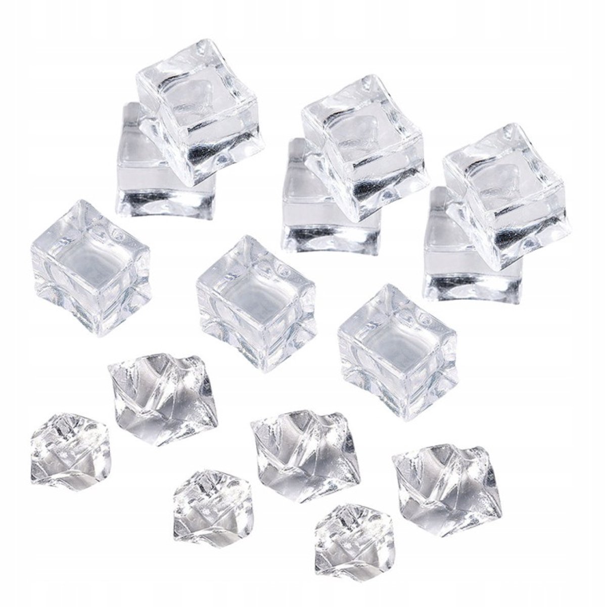 200 witte acryl ijsblokjes voor decoratie en fotografie.