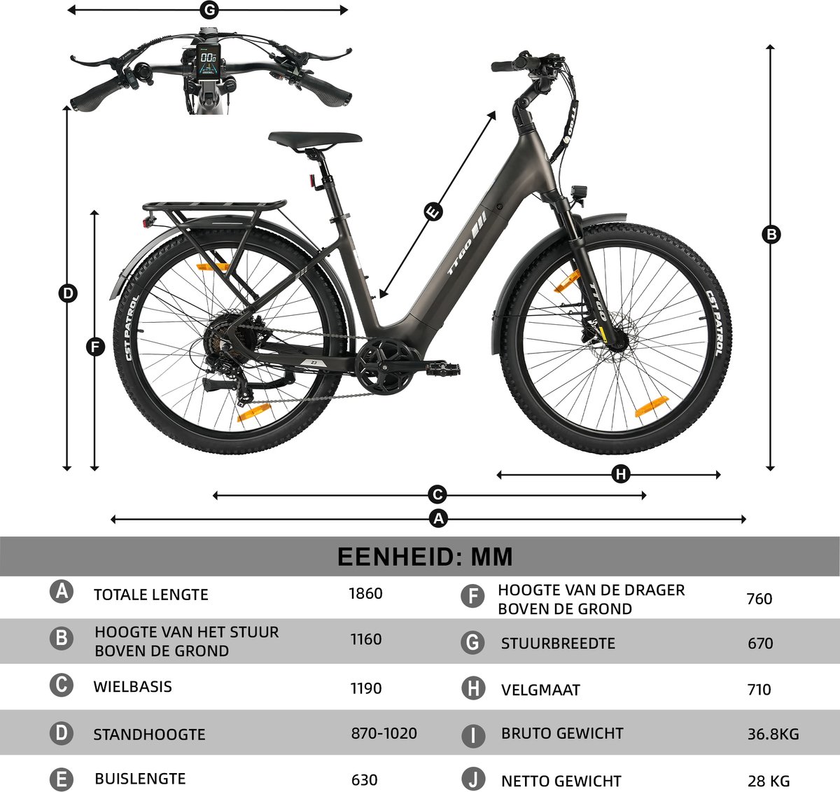 TTGO Z3 e-bike: 130 km bereik, hydraulische remmen, stadsfiets thumbnail 7