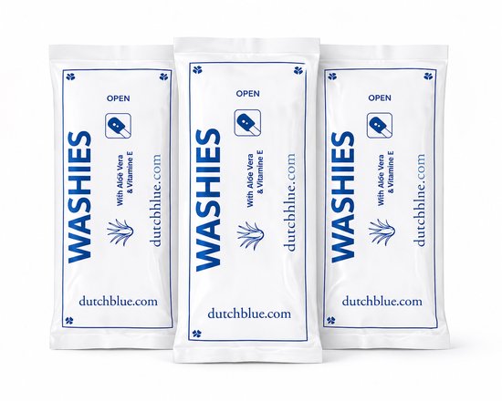 Dutchblue® WASHIES 24 stuks – Vochtige Washandjes – 3x8 – Reinigen zonder water – Aloë Vera & Vitamine E