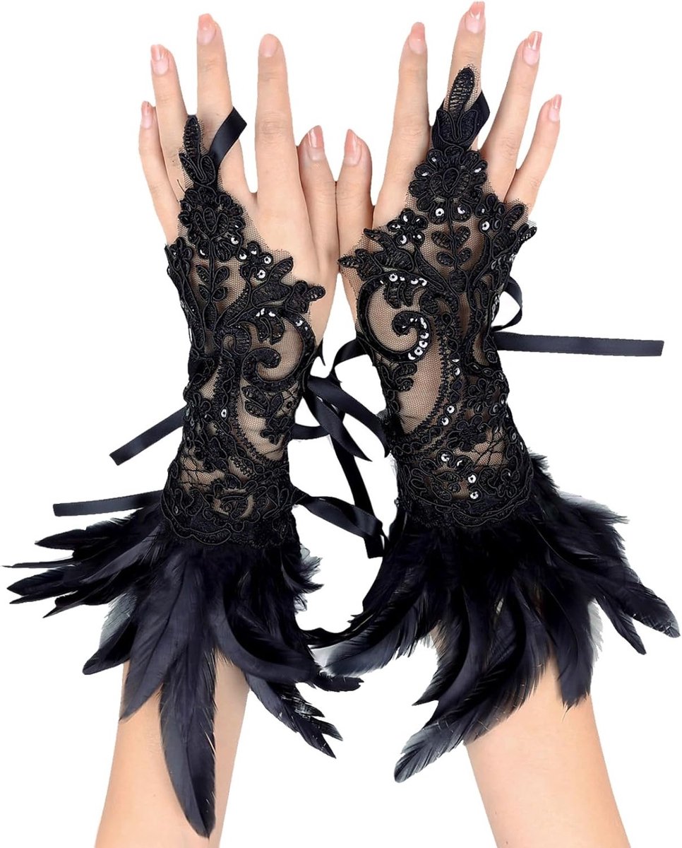 Feather Cuffs en Armbanden van Veertjes voor Halloween, Carnaval en Gothic Feestkleding met Decoratieve Mouwen