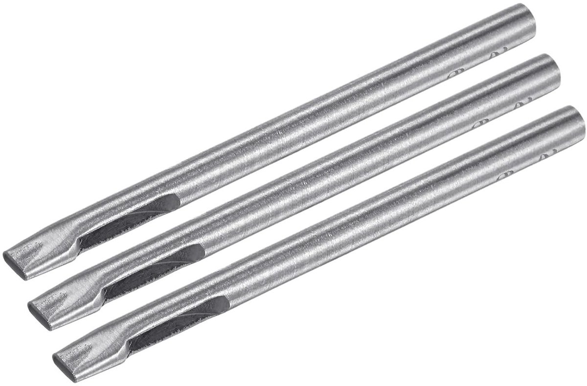 Set van 3 ovale leren perforators - 2 x 6 mm, staal gereedschap voor het maken van gaten in riemen, tassen en kleding, 100 mm lang