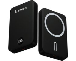 Lunvéra® Draadloze Powerbank – Geschikt voor Magsafe – Ultradun – 10000 mAh – 22.5W USB-C Snellader – 15W Draadloos Opladen – Noodpakket
