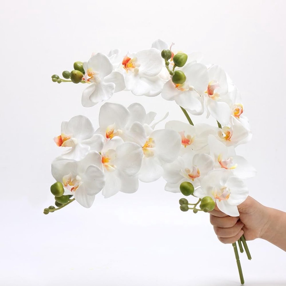 MTTProducts - Kunstbloemen - Real Touch Orchideeën - Perfect voor Decoratie - Wit - Bloemstukken - Geschikt voor Feesten - Bruiloften