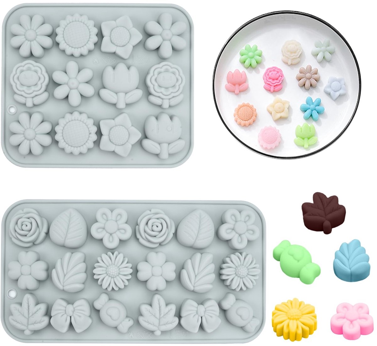 Siliconen Bakvorm Bloemen - Mini Bloemvorm Chocolade Mallen - DIY Bakken Gelei - Anti-aanbak .