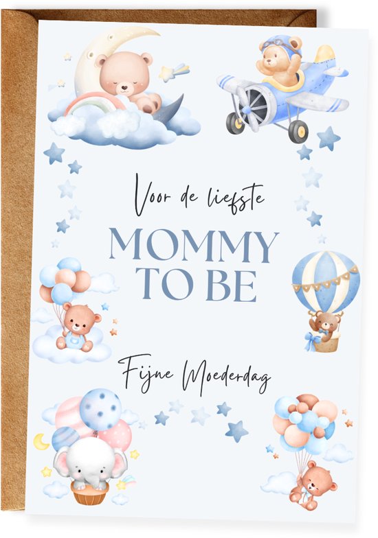 Moederdagkaart voor zwangere vrouw – Mommy to Be - Eerste Moederdag - Baby in de buik - Toekomstige Moeder - Mama in verwachting - Baby onderweg - Ansichtkaart - (10x15 cm incl. envelop)