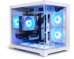 AMD Ryzen 7 5700X Game/Gaming PC Wit|RTX 5060|16GB RAM|1TB SSD|Geschikt voor Fortnite, Minecraft en Roblox op Highest settings|Nvidia GeForce RTX 5060 8G|Mini Aquarium Case|WiFi 6|Bluetooth 5.4|Windows 11 Pro|AURA GC10M WHITE
