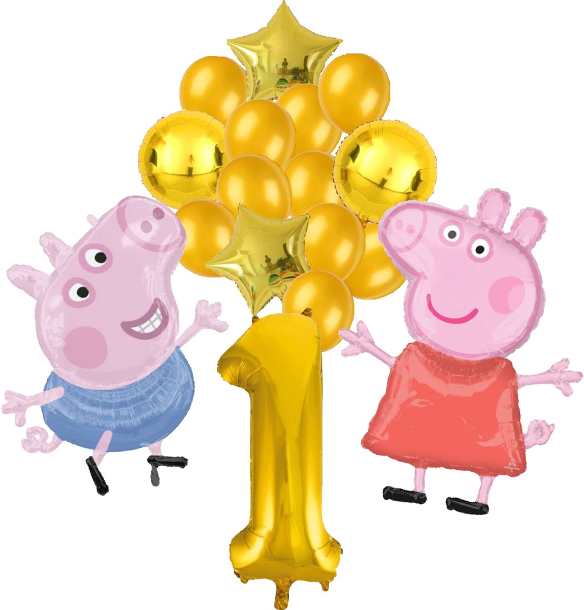 Peppa Pig en George Pig ballon set - 63x81cm - Folie Ballon - Peppa Big - George Big - Themafeest - 1 jaar - Verjaardag - Ballonnen - Versiering - Helium ballon