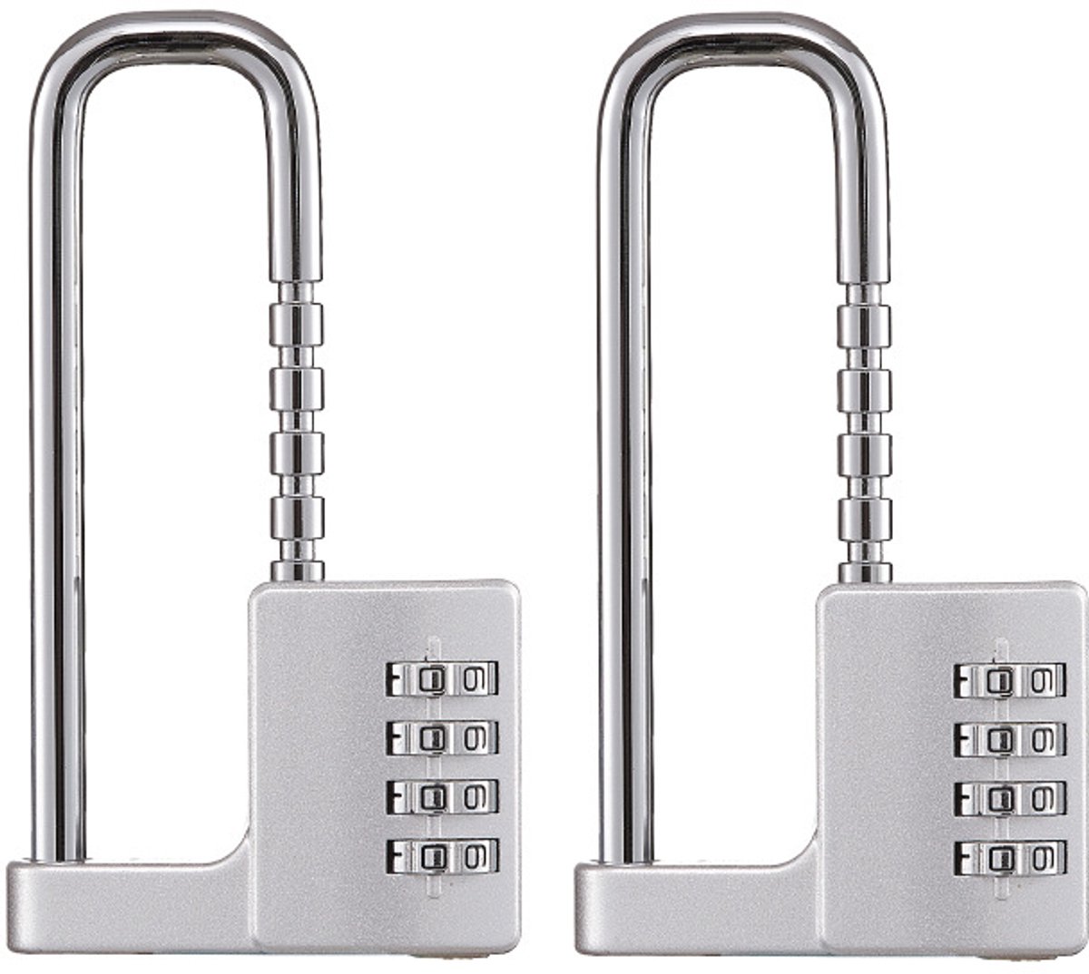 1pcs U-vormige kastcombinatieslot, 4 cijfers roestvrijstalen hangslot met code, verstelbare 4,5 inch lange boeien slot voor keuken, sportschool, school, zilver, 2,5 inch breedte