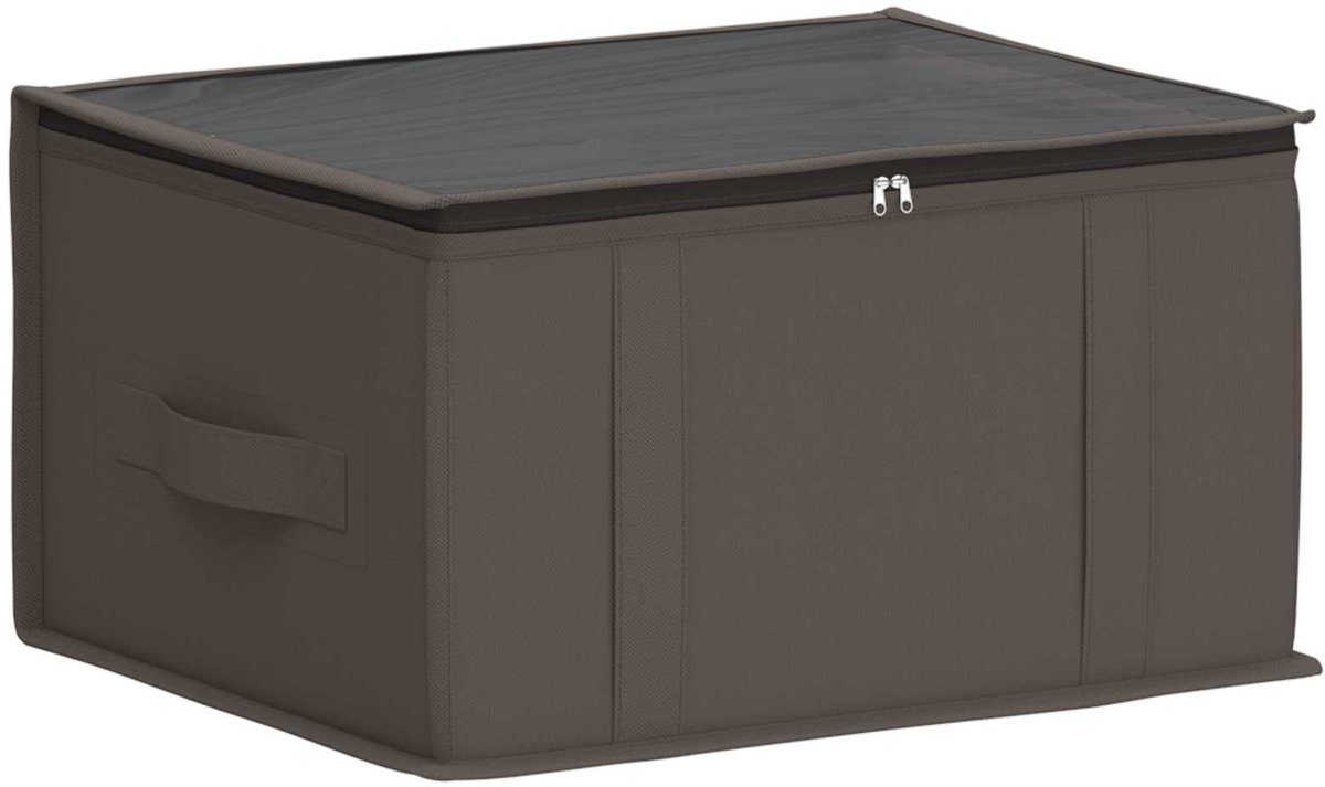 vidaXL - Opbergdoos - met - transparant - bovenraam - Grijs - 43 - x - 34 - x - 23 - cm
