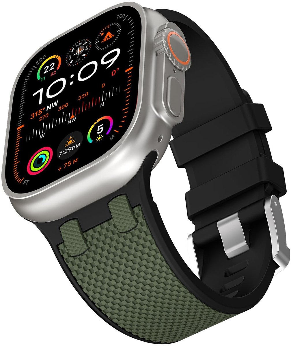 NTHProducts - Vervangband - Sportband - Comfortabel - Silicone - Geschikt voor Apple Watch - Diverse series - 49 mm en 45 mm