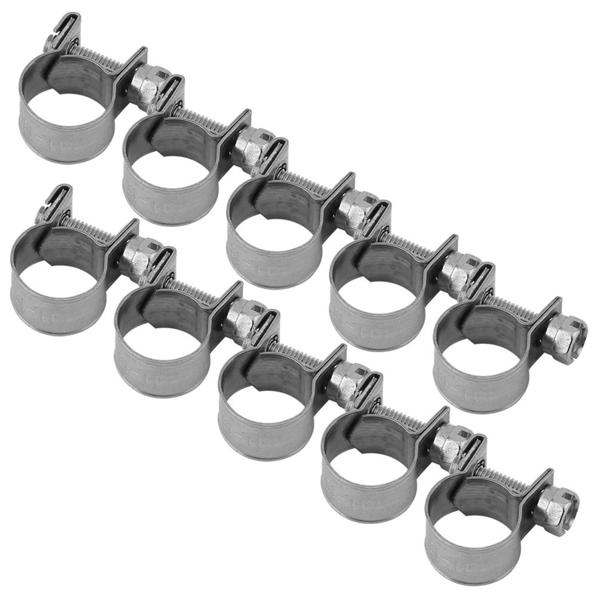 NTHProducts - 10pcs Slangklemmen - Rvs - Verstelbaar - 6mm-20mm - Brandstofslang Klemmen - Geschikt voor Auto's - Zilver