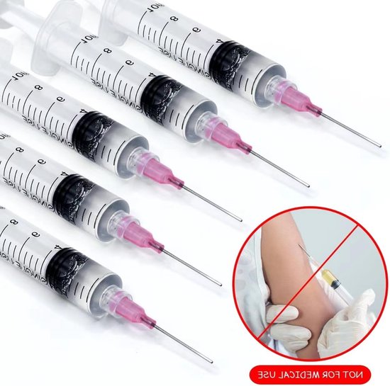 10ml spuit met stompe naald - 10 stuks, herbruikbare plastic doseerspuit voor laboratorium, industrie, huisdieren en DIY knutselen — afbeelding 3