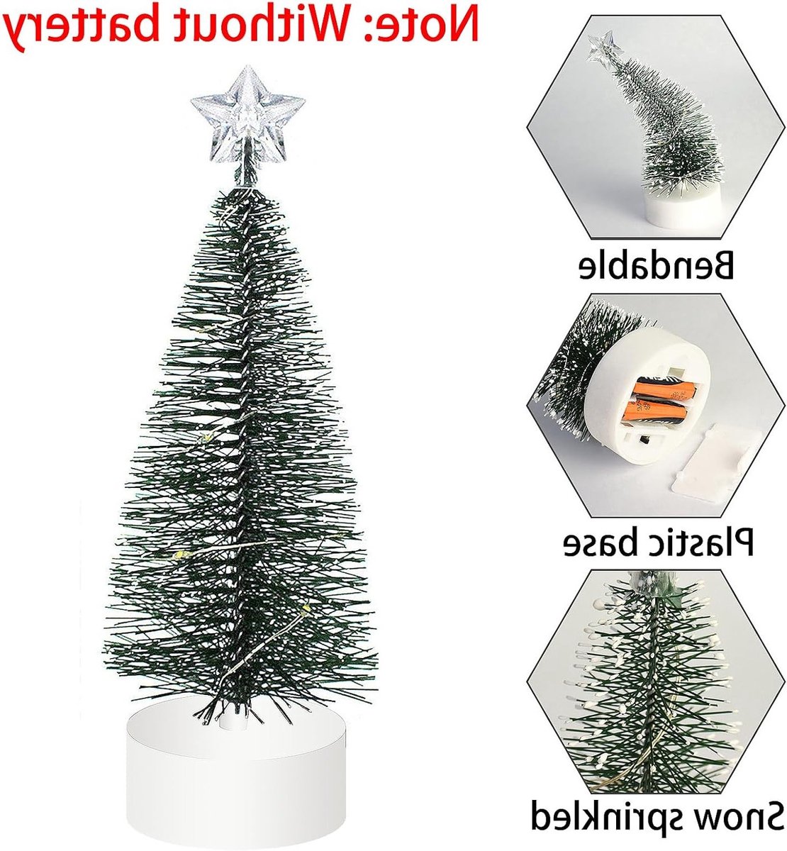 Kleine Kunstkerstboom van 20 cm met LED-verlichting - Miniatuur Tafeldecoratie voor Kerstmis, Kunststof Slimme Boom en Ornament voor een Feestelijke Sfeer – foto 2