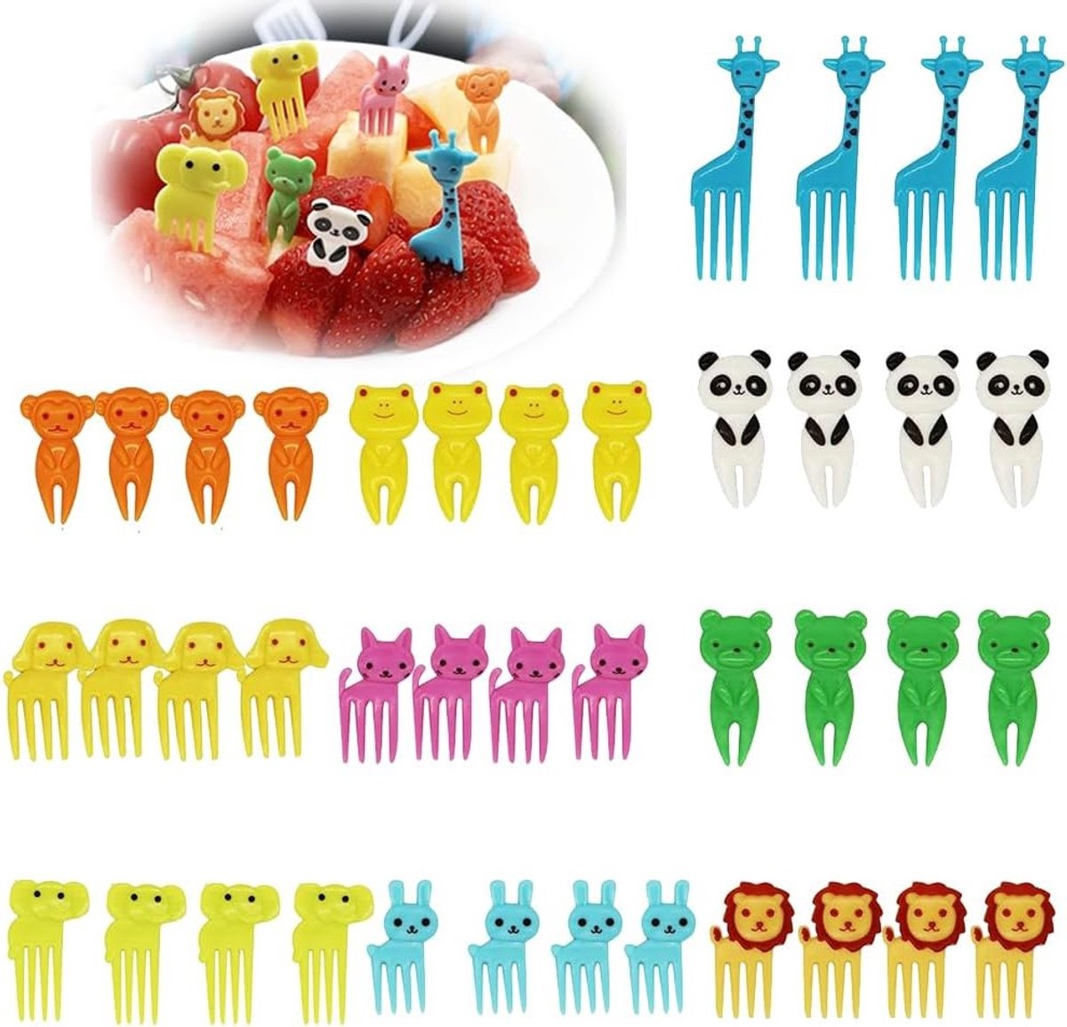 Mini cartoon bento fruit vorkjes en prikkers voor kinderen, schattige mini skewers voor desserts en snacks, ideaal voor feestjes en traktaties