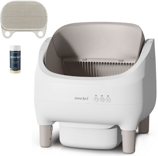 Automatische kattenbak Revo-loo Open met zelfreiniging, 11L afvallade, wifi, voor 1-2 katten, klontvormend grit
