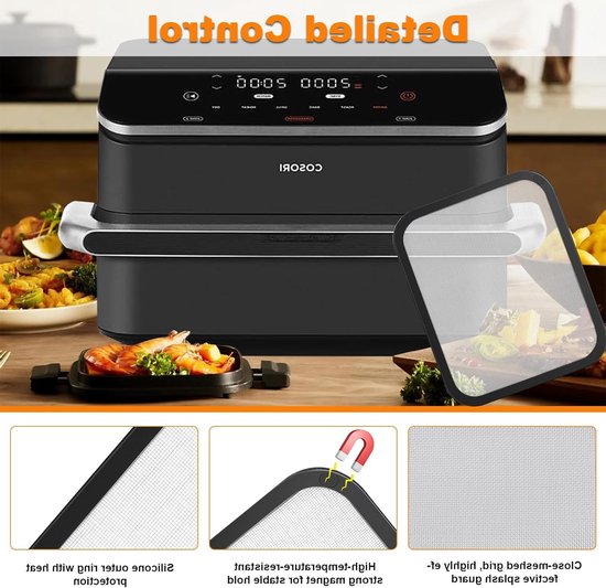 RVS Spatbescherming voor Airfryer, Fijnmazig Vetfilter, Accessoires voor Gezond Frituren en Koken, Geschikt voor Diverse Modellen — afbeelding 5