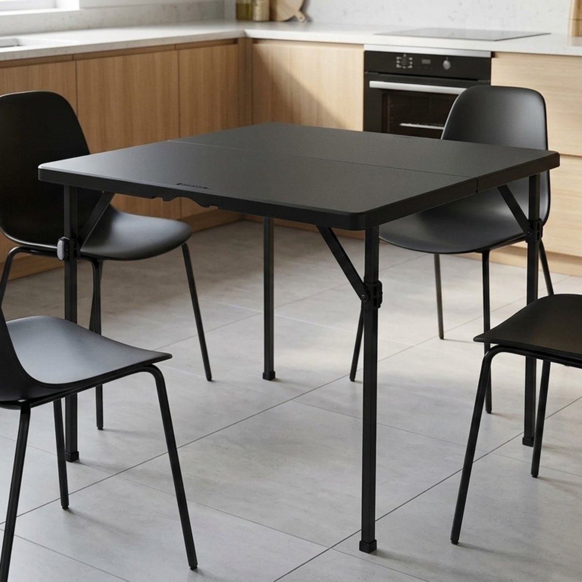Klaptafel Vierkant 86 cm – Opvouwbare Campingtafel & Picknicktafel met Handgreep – Lichtgewicht Draagbare Tafel voor Binnen & Buiten – Kunststof Tafel met Aluminium Frame – Zwart | Meuble Paris