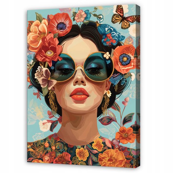 WALLARENA - Schilderij op Canvas 70x100 cm - Schilderijen - Canvas schilderij - Vrouw motif - Voor de slaapkamer van de salon - Op het doek