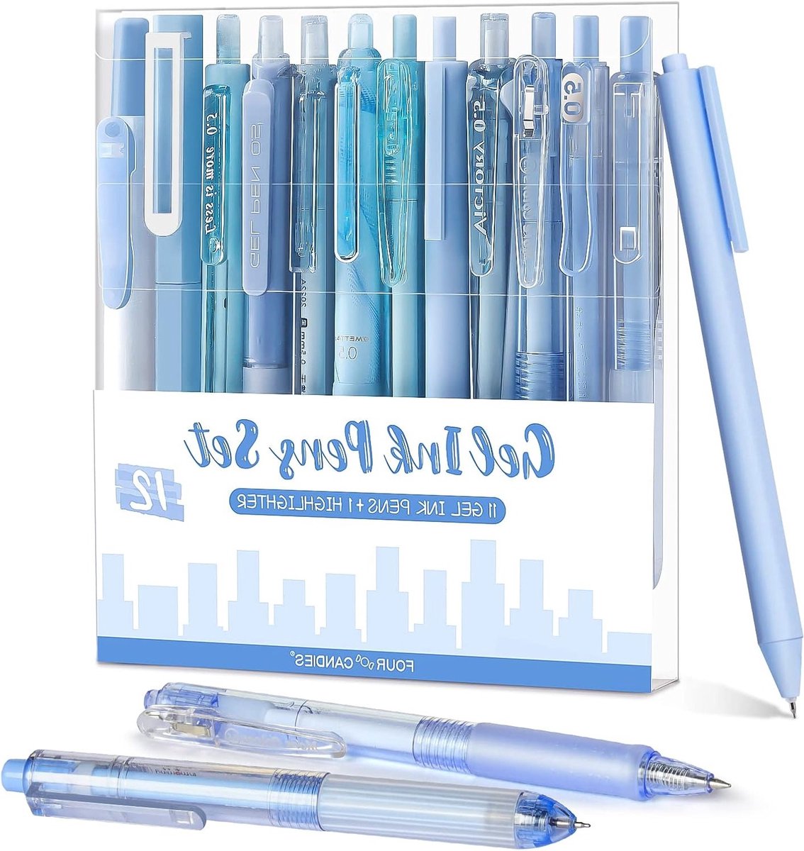 Zwarte en Blauwe Gelpennen met 0.5mm Fijne Punt - Stijlvolle Kantooraccessoires in Verpakking van 12