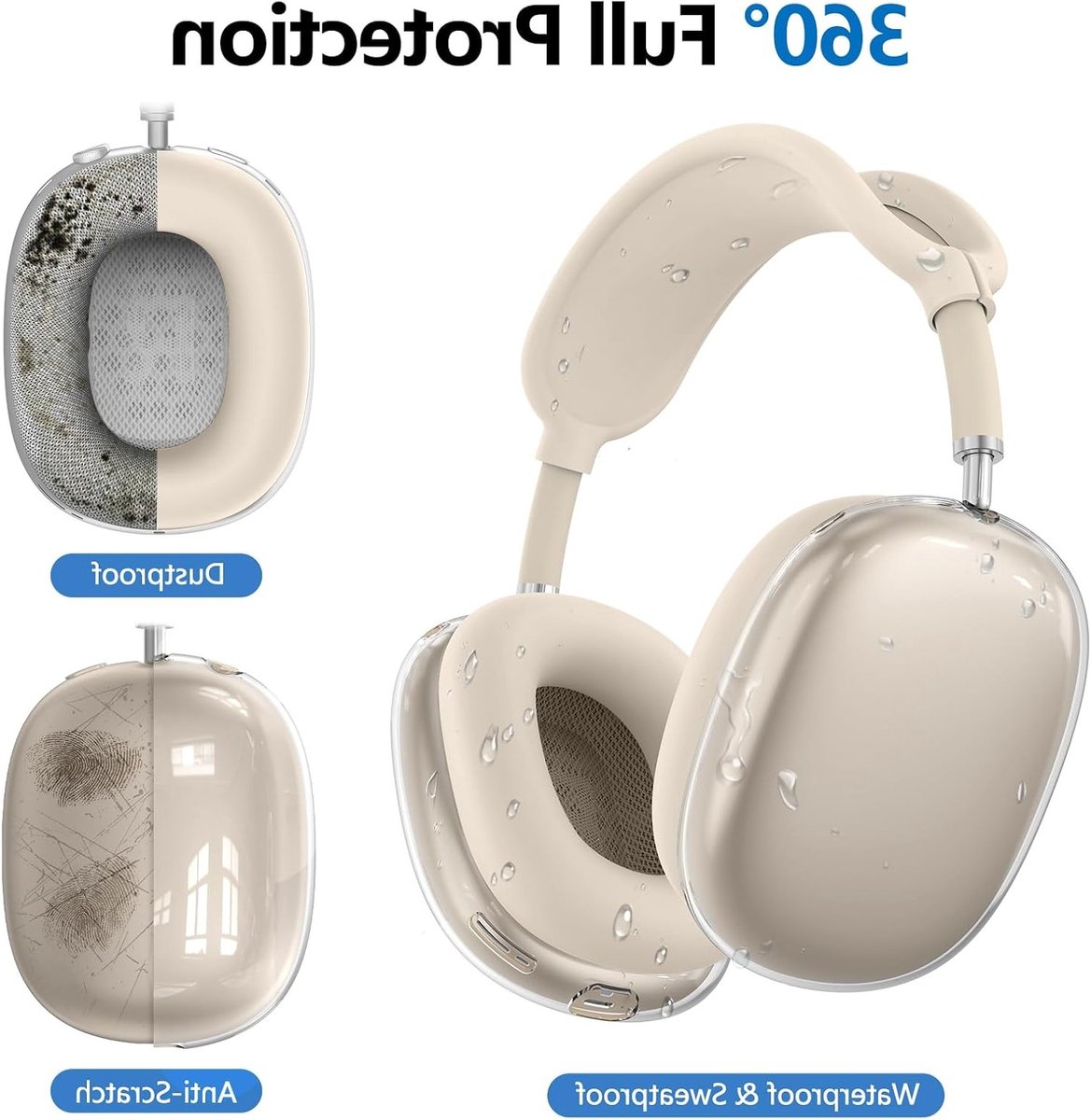 Duurzame en Schokbestendige Hoes voor Airpods Max Hoofdtelefoon met Oorkussen- en Hoofdbandbescherming en Earpads