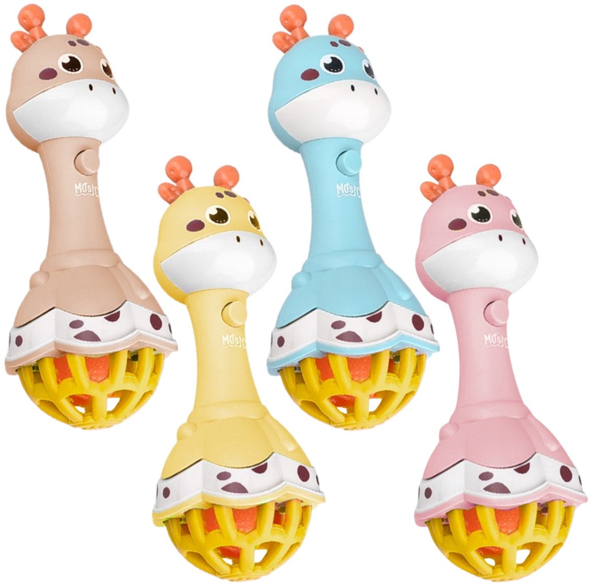 Woopie Baby Giraffe Rammelaar Sensorische Bijtring Met Muziek Montessori 1 St. - UNI
