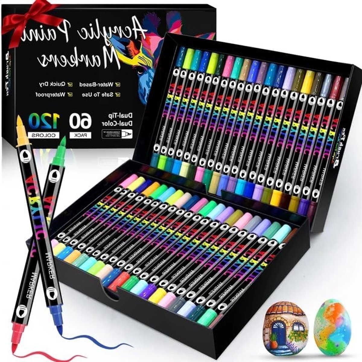 Acrylaat markers voor stenen, watervast en geschikt voor creatief schilderen en knutselen - 60 stuks