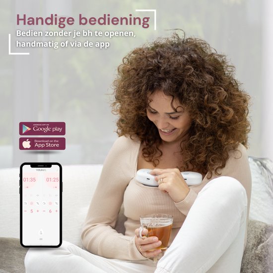 Youha Dubbele draadloze borstkolven + App - Maat 24mm - Hands Free - Draadloos - Draagbare Borstkolf - Comfort Borstvoeding - Moedermelk - Borstvoeding - Handmatig en met app - Gen 1 - 2x 240ML cups - Inclusief E-book over borstvoeding en kolven! van Youha — afbeelding 3