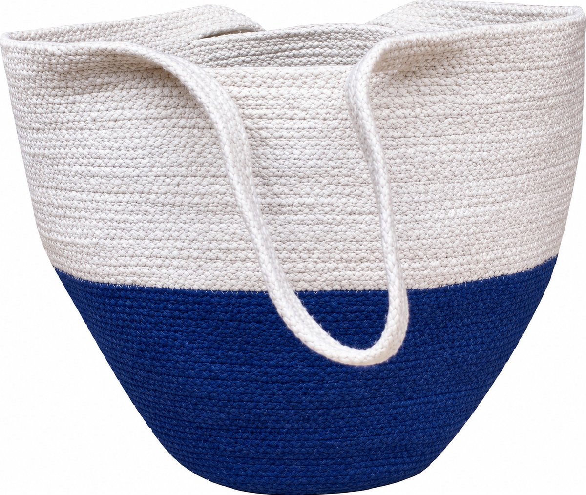 FairForward Gevlochten Shopper Blauw/Ecru - Katoenen Tas met Handvatten - 37x23x40 cm