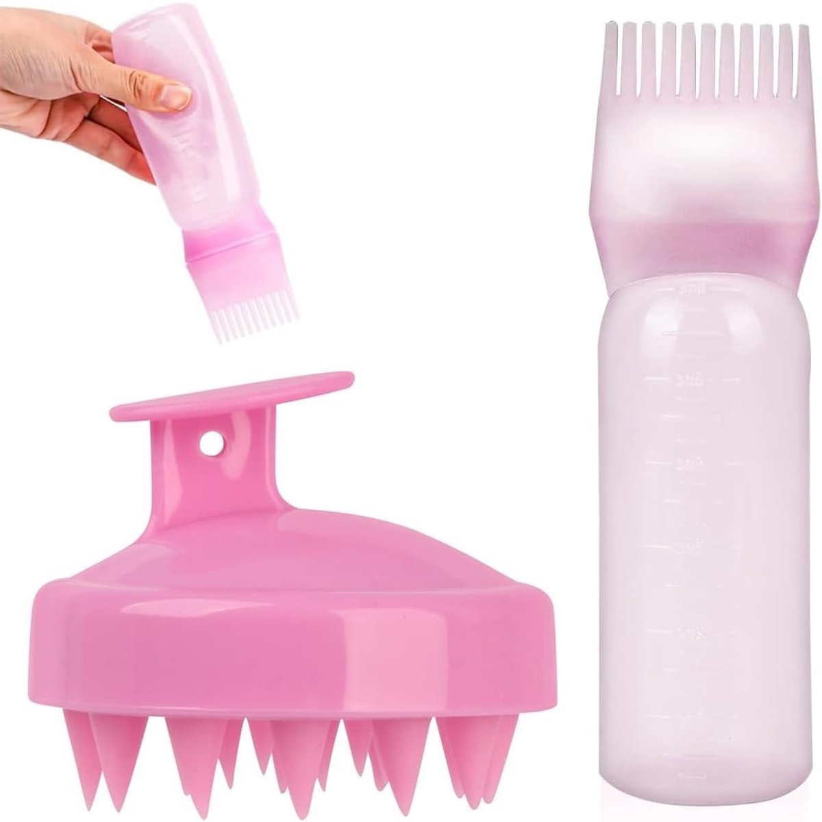Haarolie Applicator Fles met Kam en Borstel voor Olie en Verf, Ideaal voor Haarverzorging en Kleuren