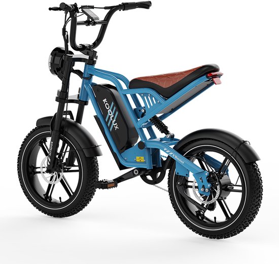 KOOLUX - X9 Mini Elektrische Fiets - Fatbike - 16 x 4.0 Inch Dikke Banden - 48V 13Ah Lithium Accu - 250W Motor - Maximaal 25/u - Maximaal 70km bereik - Mechanische remmen - LCD Scherm - Blauw - Rijklaar Bezorgd van KOOLUX — afbeelding 3