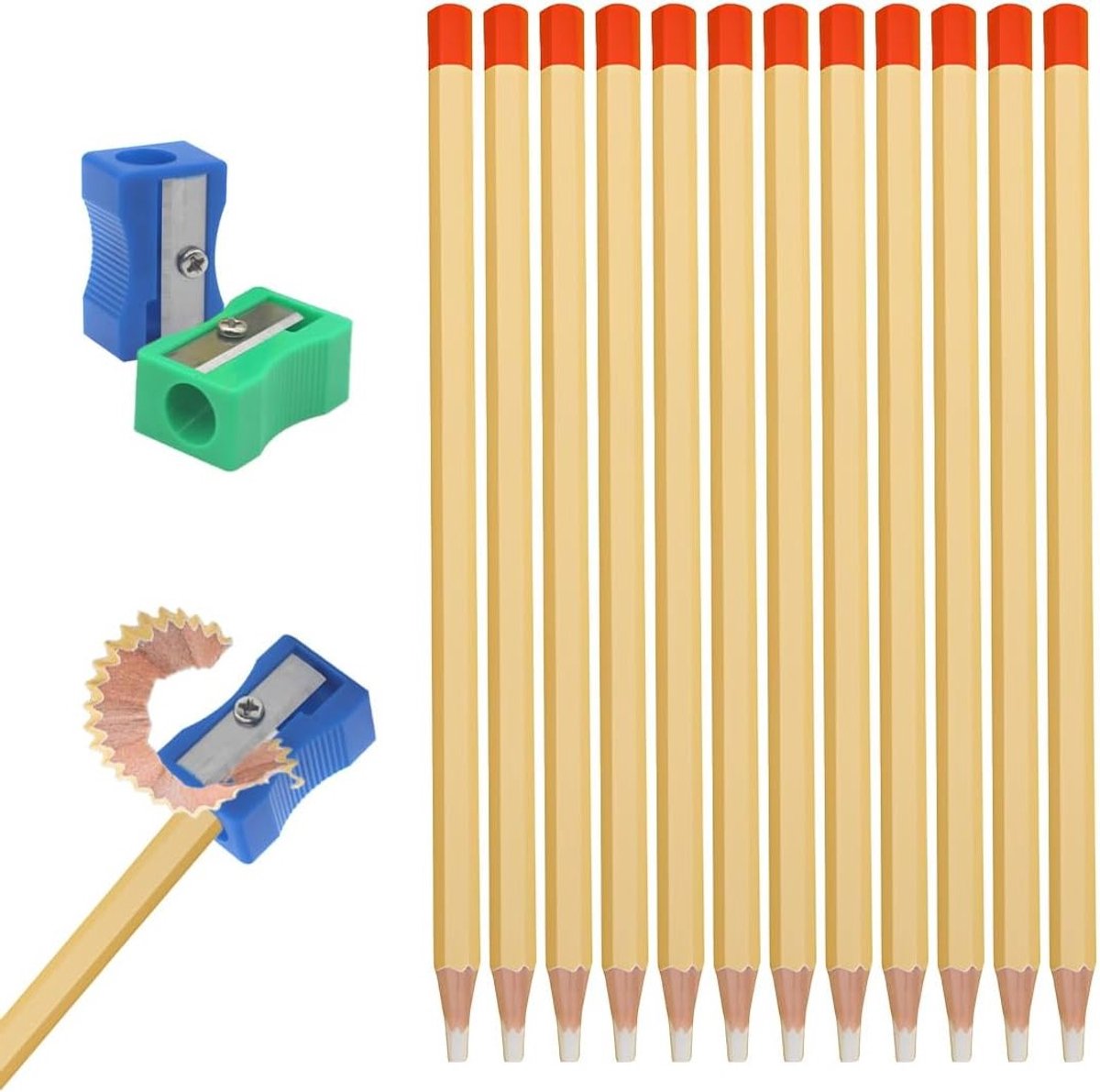 Set van 12 Gum, Nauwkeurige en Schone Gummen, Inclusief Potloodslijper, Perfect voor Scholen, Kantoor en Thuisgebruik