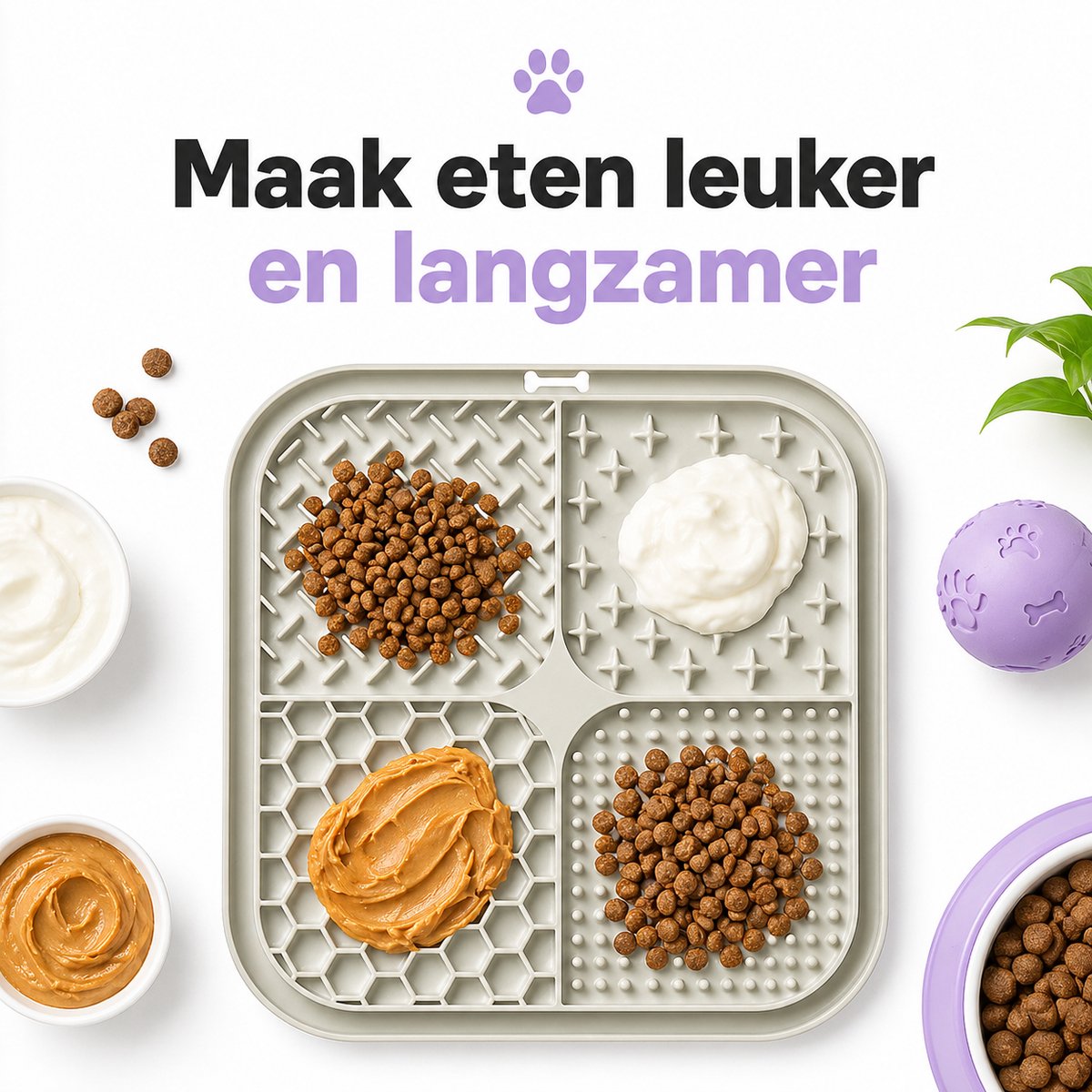 BOTC Likmat Hond met Silicone spatulas - Grijs /Beige thumbnail 2