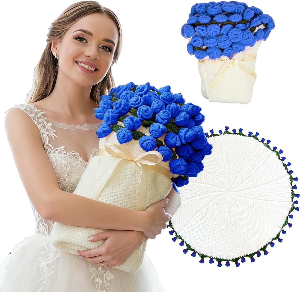 Kant-en-klaar Gehaakt Rozenboeket met 68 Gehaakte Rozen, Perfect als Tijdloos Geschenk voor Verjaardagen, Moederdag of Valentijnsdag