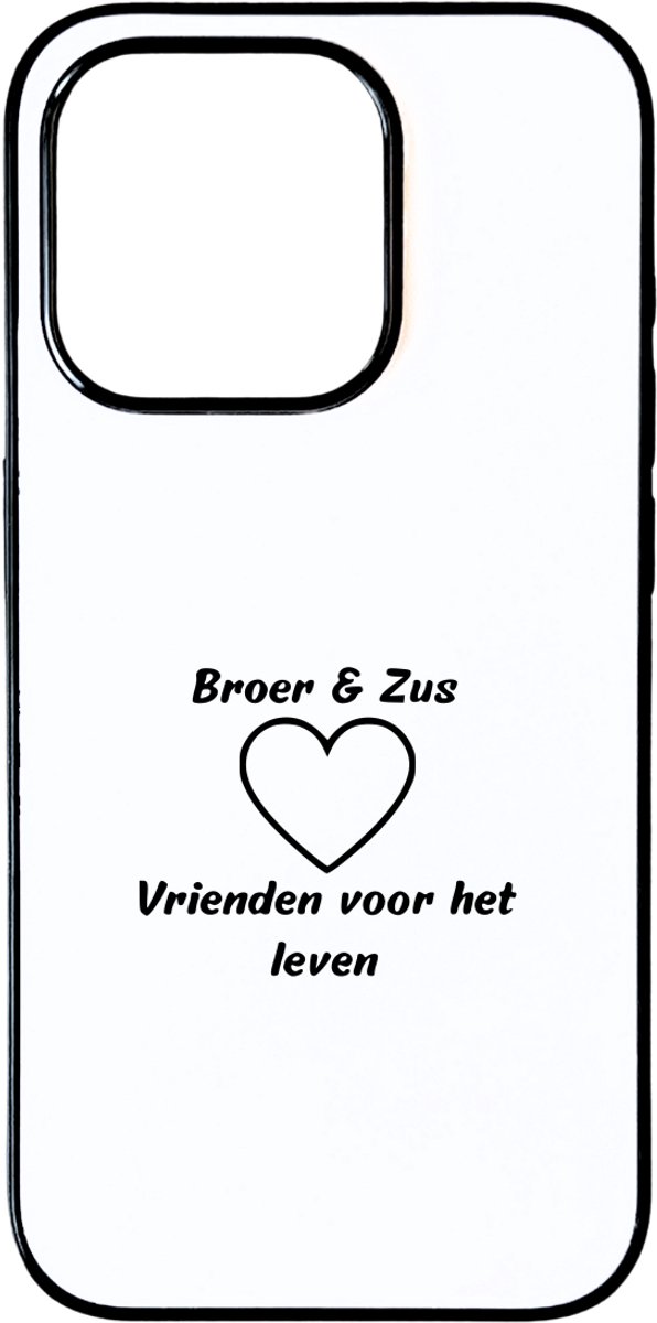 Hacebo® - Broer & zus vrienden voor het leven telefoonhoesje - Vriendschap - Broer & zus - telefoonhoesjes - Leuk kado voor je broer en zus om te geven - hoesje geschikt voor iPhone 15 Pro