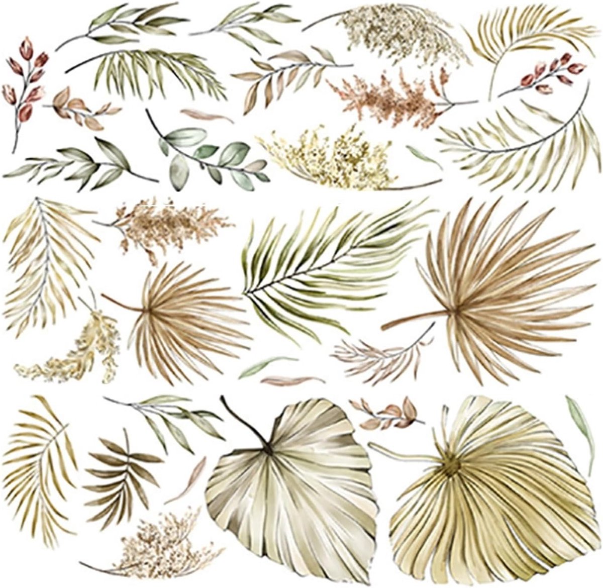 Boho Wanddecoratie: Zelfklevende Muurstickers voor Slaapkamer, Woonkamer en Badkamer, Natuurlijke Planten en Wandtattoos voor een Unieke Sfeer