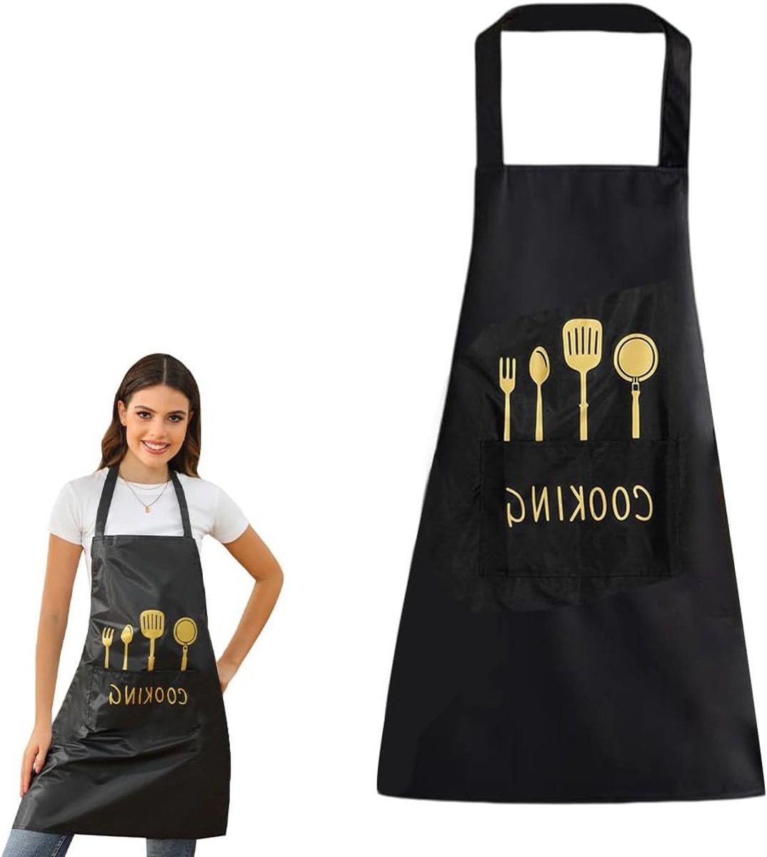 Kookschort voor mannen en vrouwen met 1 voorzak, verstelbaar en waterdicht, leuk verjaardagscadeau voor grillen en koken