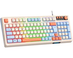 Budget Mechanisch Gaming Keyboard Raiku K98 – White/Blue/Orange - Compact 98% Layout – RGB Verlichting – Bedraad