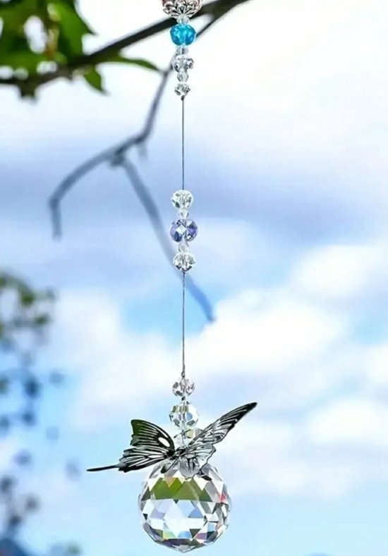 Cadeau - Geschenk - Raamhanger van kristal met een vlinder - Moederdag - Kado - Geschenk - Verjaardag - Zonnevanger