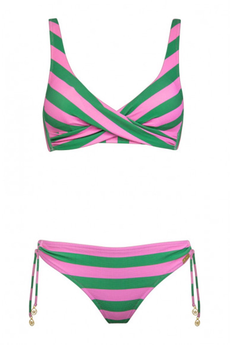 Watercult Stripe Energy Bikini Pink-Green Roze 44 B