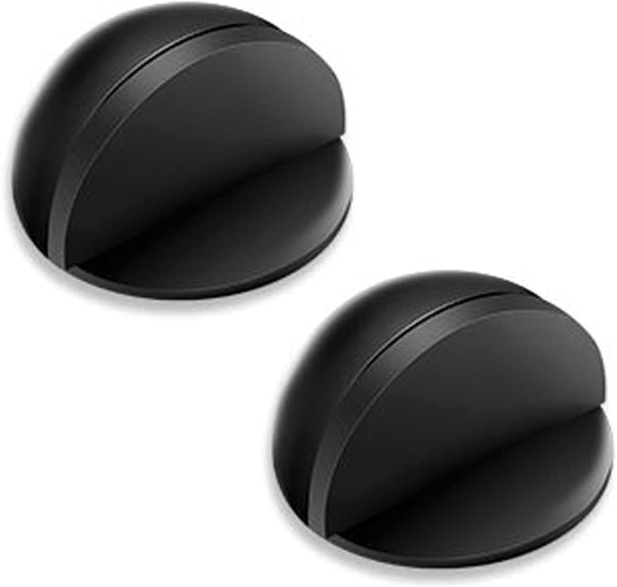 Ovale RVS Deurstoppers voor Vloerbevestiging - Zelfklevende Wandbescherming voor Harde Vloeren en Glazen Deuren (Zwart, 2 Stuks)