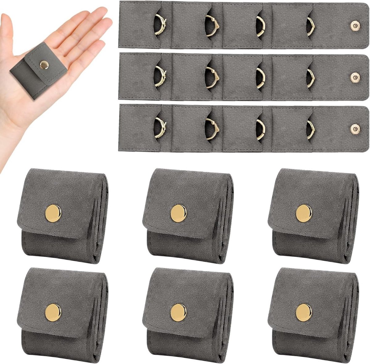 Mini Reiskosmetiekoffer - Vouwbare Sieraden Organizer met Drukknop voor Oorbellen, Ringen en Kettingen - Ideaal voor Reizen en Opbergen