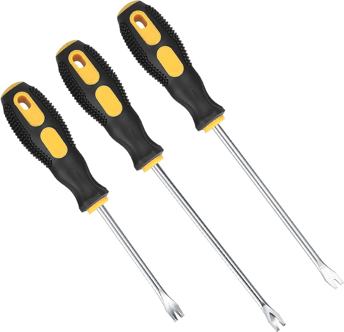3 Stuks Clipverwijderaar met Tack Puller Gereedschap, Ergonomisch Ontwerp, Perfect voor Meubelbekleding en Nagelverwijdering, Rubberen Handvatten