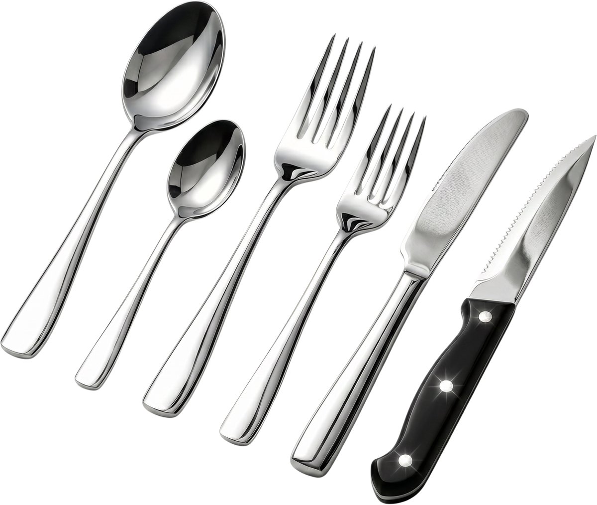 Bol.com HI NATURE™ Bestekset 6 Persoons (36-delig) Zilver | Bestek, Lepels, Messen, Vorken, Steakmessen - Vaatwasserbestendig | ... aanbieding