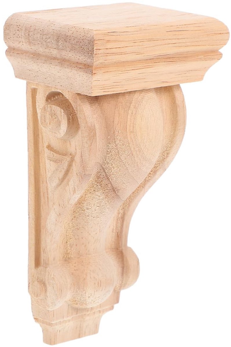 Houten Colonne Console 11 x 6 x 4 cm, Gegraveerde Houten Decoraties voor Meubels, Wanddecoratie en Vintage Stijl Beeldjes voor Haard en Planken