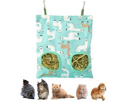Hanging Hay Bag met 2 Vensters voor Cavia's, Konijnen en Kleine Dieren - Ideale Voederzak voor Hooi en Snacks, Hangbare Voederoplossing voor Huisdieren