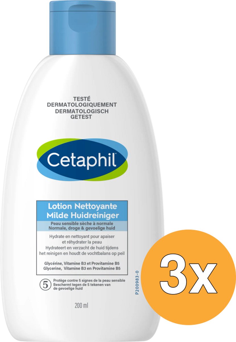 3x Cetaphil Milde huidreiniger (200 ml)