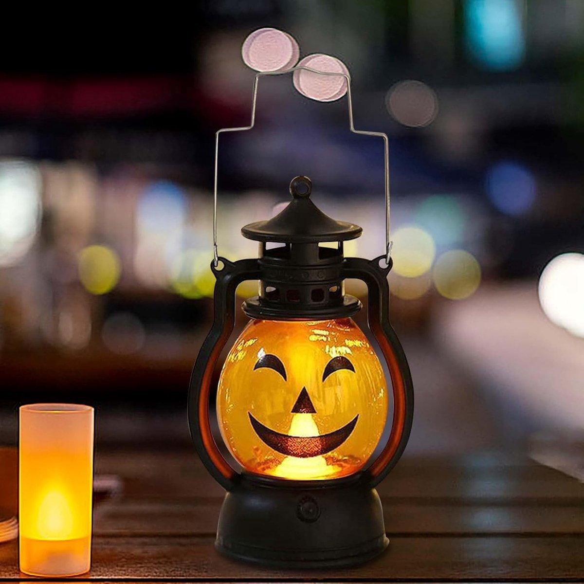 carmdering - Halloween Pompoenlamp - Mini Pompoen Decoratie - LED Pompoenlamp - Lachend, batterij, 24 uur - Veilig en rookvrij, makkelijk op te hangen - Perfect voor thuis en feestjes - Binnen en buiten