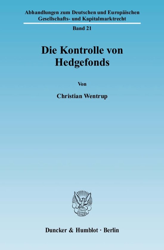 Die Kontrolle von Hedgefonds - cover