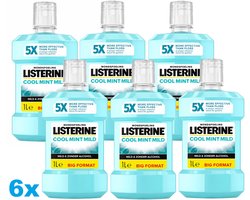 Listerine Cool Mint Mild Mondwater · 6 x 1 Liter · Alcoholvrij · Milde Mondspoeling · 6 stuks
